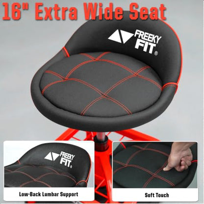Rolling Shop Stool with Wheels (Red)