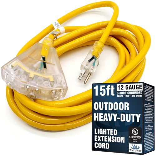 15 ft Outdoor Extension Cord (Yellow / 15 Ft)