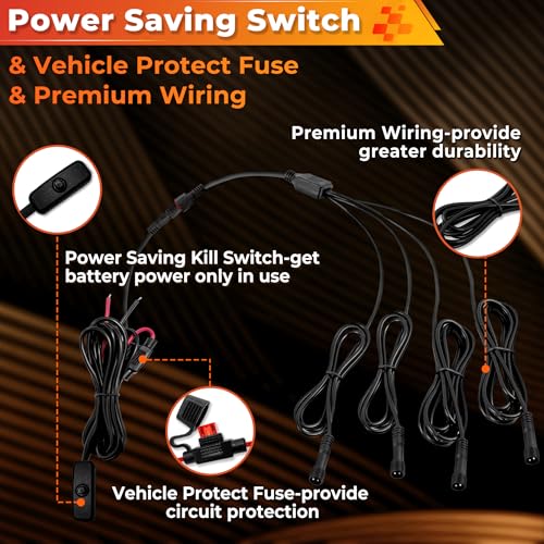 20 Pods Pure White LED Rock Lights Kit with Switch Wiring Harness (20 pods)
