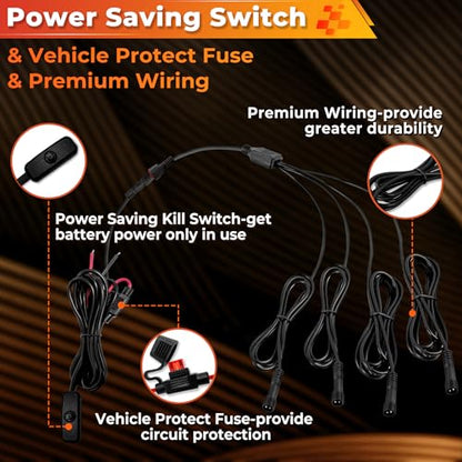 20 Pods Pure White LED Rock Lights Kit with Switch Wiring Harness (20 pods)