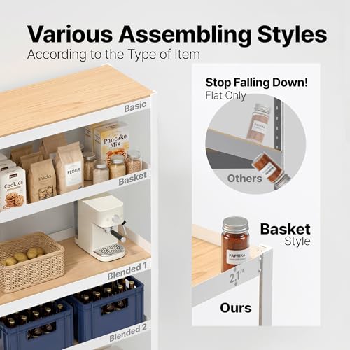 House 24.4" W 5 Tier Heavy Duty Garage Shelving Adjustable Metal Rack Storage Shelves Standing Shelf Unit Organizers Pantry Closet Office White 2Pack (White / (Wheels) 24.4"W x 16.5"D)