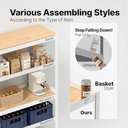 House 24.4" W 5 Tier Heavy Duty Garage Shelving Adjustable Metal Rack Storage Shelves Standing Shelf Unit Organizers Pantry Closet Office White 2Pack (White / (Wheels) 24.4"W x 16.5"D)