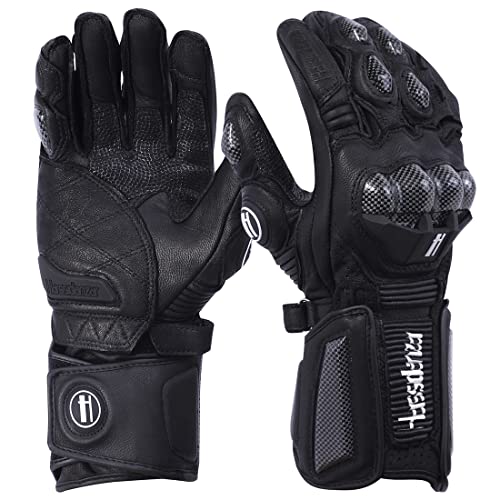 Unisex Leather Motorcycle Touch Gloves KM045 Black XL (X-Large / Black)