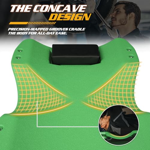 Mechanic Creeper with Padded Headrest & Tool Trays (Green / 46.5")