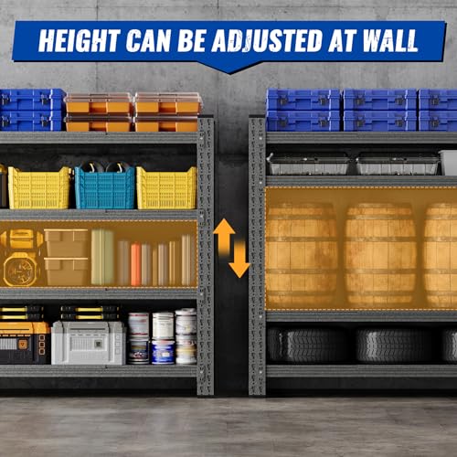 60" W Storage Shelves 5000lbs Garage Metal Shelving Heavy Duty Garage Shelves Adjustable Storage Shelves for Industrial (Black / 60" W X 24" D X 70" H)