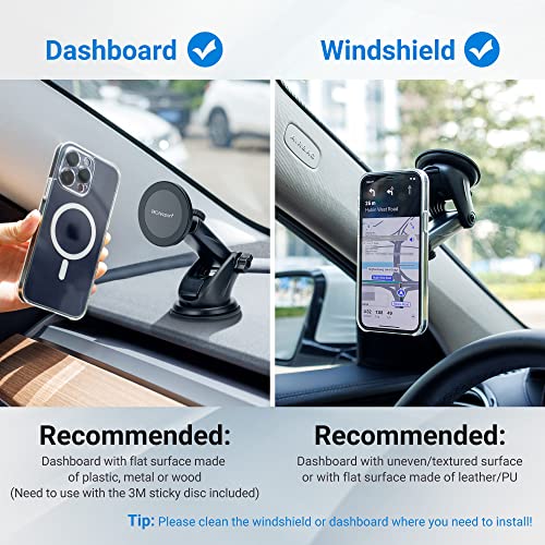 Car Windshield Magnetic Phone Mount Holder for MagSafe iPhones (Car Dash, Windshield or Vent)