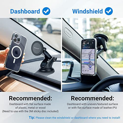 Car Windshield Magnetic Phone Mount Holder for MagSafe iPhones (Car Dash, Windshield or Vent)