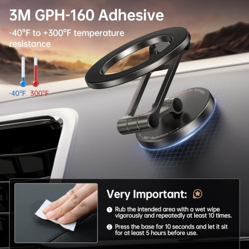 Fits MagSafe Car Mount Magnetic Phone Holder for Dash and Tesla (Titanium Black)