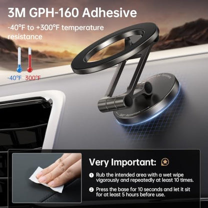 Fits MagSafe Car Mount Magnetic Phone Holder for Dash and Tesla (Titanium Black)