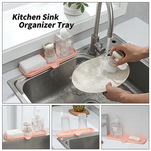 Silicone Soap Dish with Drain Spout (Pink / L(12"×4"))