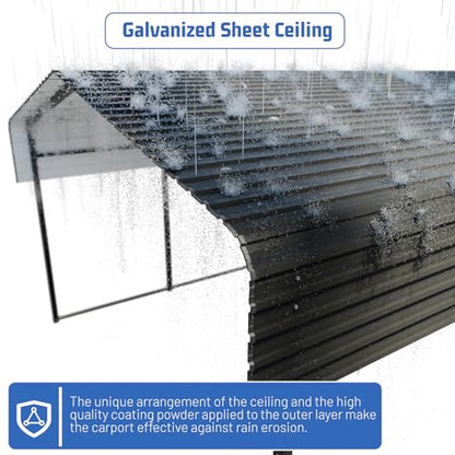 Metal Carport 13 * 20 FT Heavy Duty Carport Canopy with Galvanized Steel Roof Multi (13*20FT)