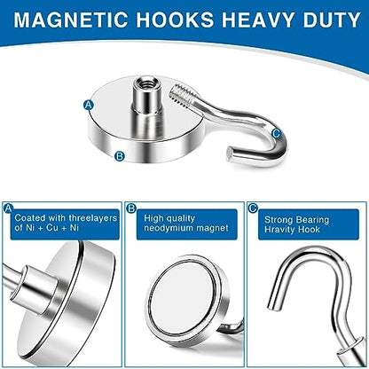 Magnetic Hooks Magnet Hook for Cruise Cabins 50LBS Essentials 6P (Silver / 0.78in)