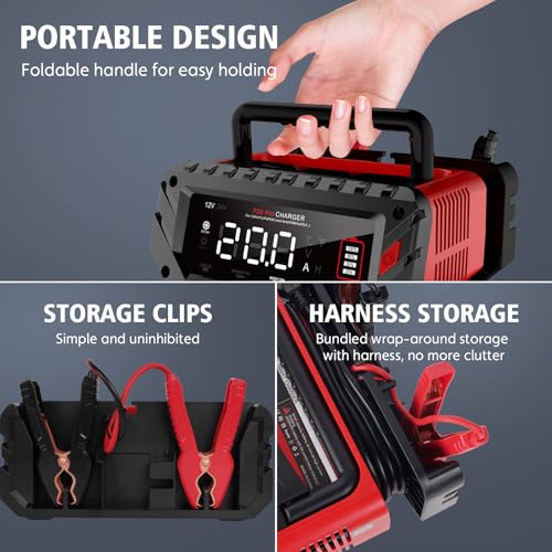 20A Car Battery Charger (Red)