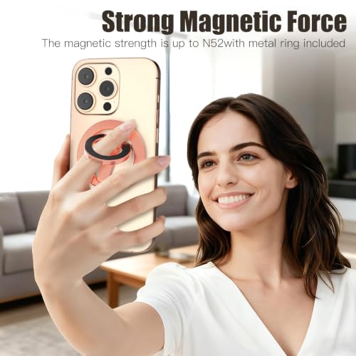 Magnetic Phone Ring Grip for MagSafe Compatible with iPhone Samsung (Rose Gold)