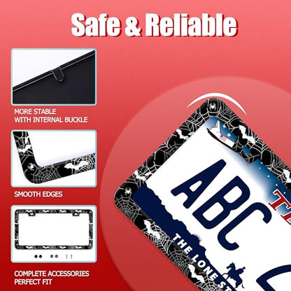 Bat Spider Web Gothic Stainless Steel License Plate Frame for US Cars Decor (Bat Spider Web)