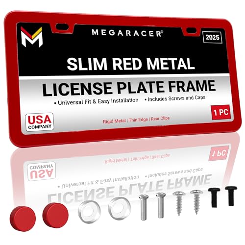 Premium Slim Gloss Red License Plate Frame (Red / 1 Piece)