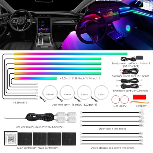 Dreamcolor Acrylic Interior Car LED Strip Light with Wireless APP (Dreamcolor 22 in 1)