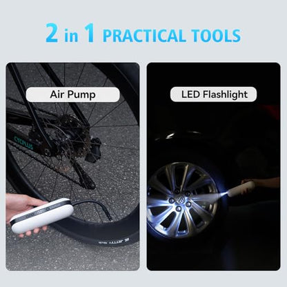 Portable Electric Tire Inflator Bike Pump (White)