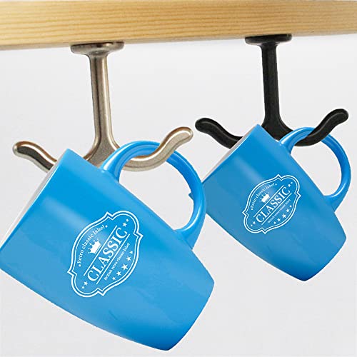 10 Pcs Zinc Alloy Ceiling Double Hook Cabinet Wardrobe Coat Towel Hat Hook Hooks Under Cabinet Shelf (Shiny Silver)
