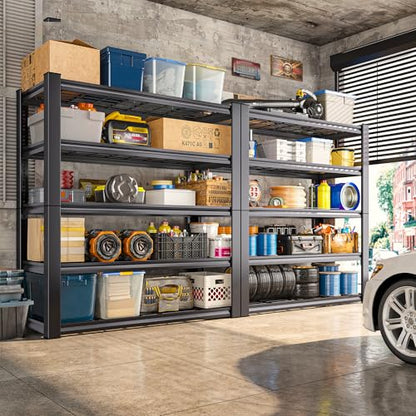 3010LBS Storage Shelves 72" H Garage Shelving Heavy Duty Metal Shelving 5 Tier Adjustable Metal Shelves for Storage for Kitchen Pantry Warehouse Basement 72" H x 35.5" W x 16" D (Black)