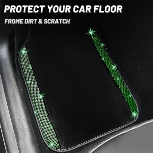 Bling Car Floor Mats Full Set (Green Diamond / Car Floor Mats (4 Pieces))