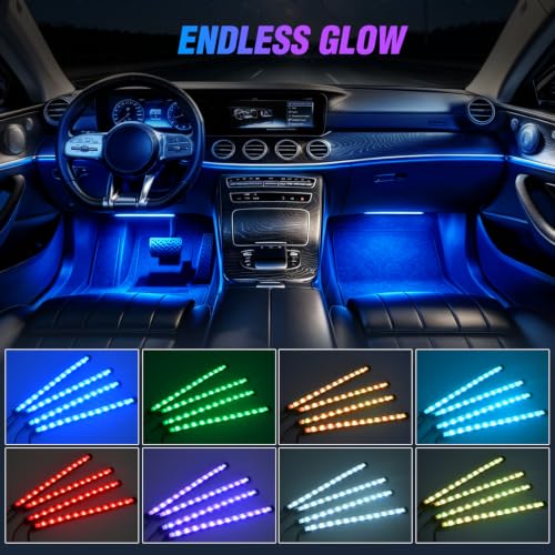 4PCS 48LED Car Interior Neon Accent Lights RGB Remote Control (Remote RGB Lights)