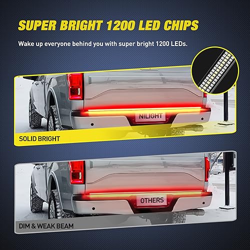Truck Tailgate Light Strip 60" Aluminum FrameTriple Row Light Bar 1200 LED w (60" Aluminum Frame Tailgate Light Bar)