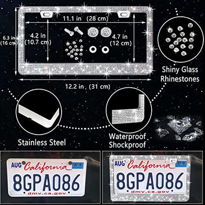 27 PCs Bling Car Accessories Set for Women (Silver Diamond)