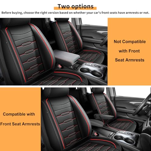 Custom Fit for Honda Ridgeline Seat Covers 2006 (016# Redline / Compatible With Front Seats Armrest)