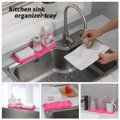 Silicone Soap Dish with Drain Spout (Rose / L(12"×4"))