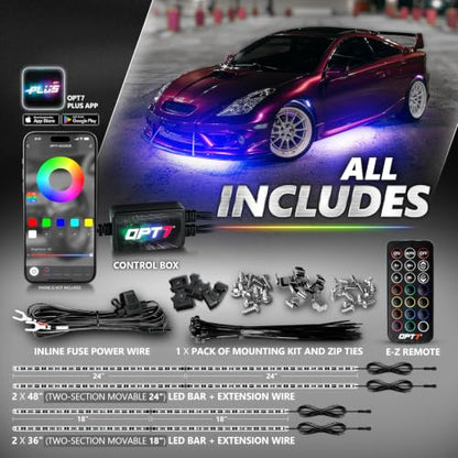 Aura Pro RGB Aluminum Car Underglow Kit with App & Remote Control (1. Car / RGB)
