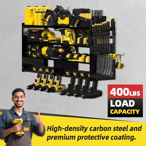 Power Tool Organizer Wall Mount with 8 (Black / 8-Drills Holders)