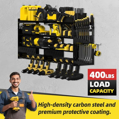Power Tool Organizer Wall Mount with 8 (Black / 8-Drills Holders)