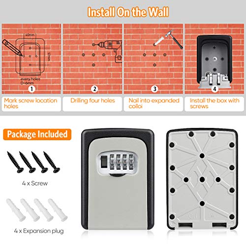 Key Lock Box Wall Mounted (Grey / 4)