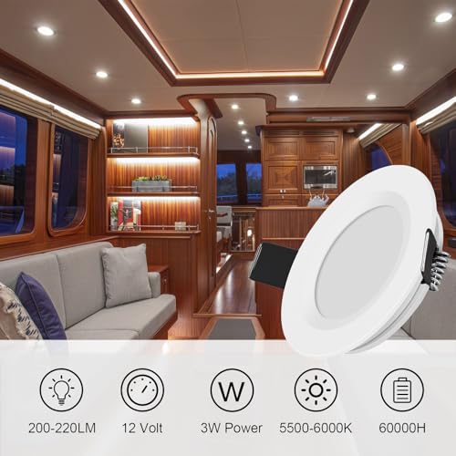 12V LED RV Puck Lights (Cool White,White)