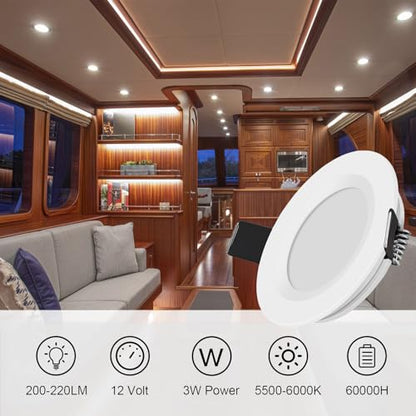 12V LED RV Puck Lights (Cool White,White)