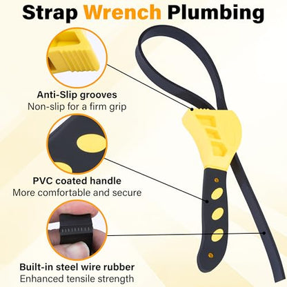 2 PCS Strap Wrench Plumbing (Yellow)