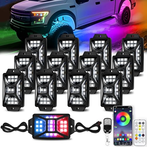 12 Pods 252 LEDs 5 Sides RGB Rock Lights for Truck (12 pods)