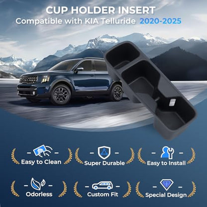 Center Console Cup Holder Inserts for KIA Telluride 2025 2024 2023 2022 2021 2020 (Cup Holder for 2020-2025 Telluride)