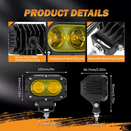 R4 Series 4 Inch LED Amber Pod 60W Driving Flood Beam Square Light (4 Inch Amber Flood Light)