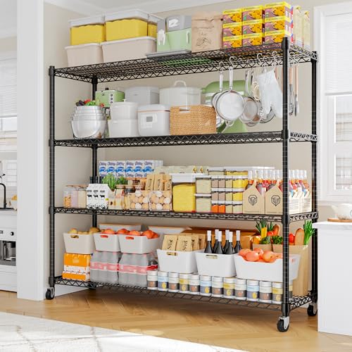 4 Tier Heavy Duty Shelving with Wheels (Black)