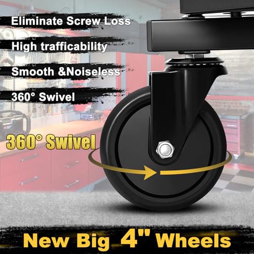 Rolling Stool with Wheels (Yellow)