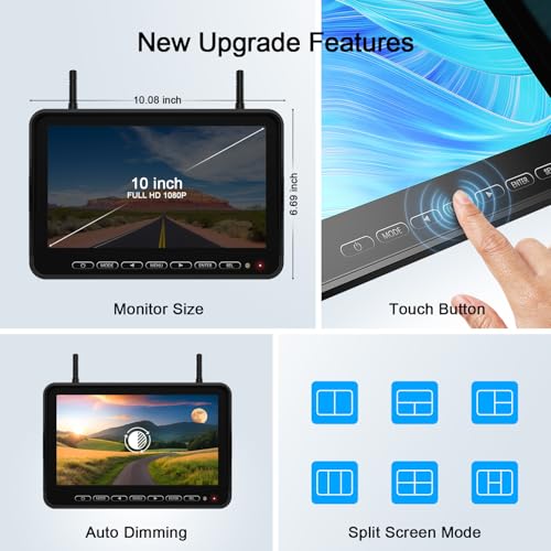 1080P 10" Wireless RV Backup Camera System for Furrion Pre (10" 2-Cam)
