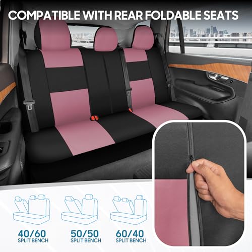 PolyPro Car Seat Covers Full Set in Pink on Black (Pink)