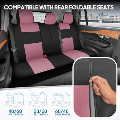 PolyPro Car Seat Covers Full Set in Pink on Black (Pink)