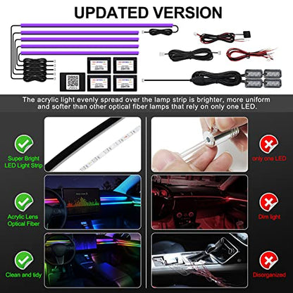 Acrylic Interior Car LED Strip Light with Wireless APP (RGB Kit - 10 in 1)