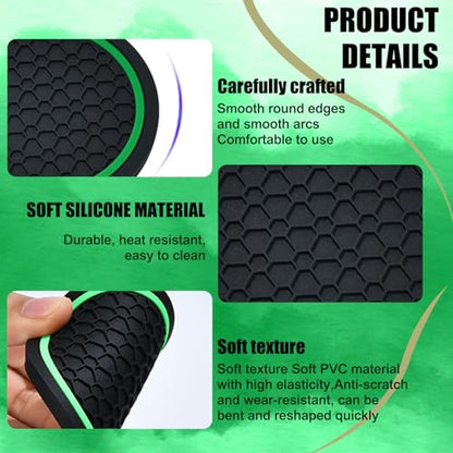 4PCS Car Cup Holder Coasters (Black/Green)