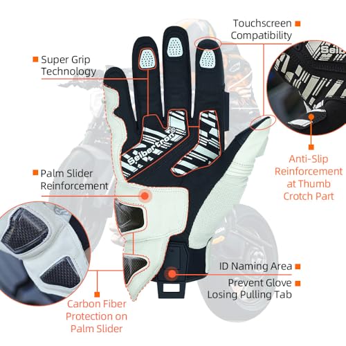 SPS 4 Winter Unisex Touchscreen Road Racing Motorcycle MTB Sports Gloves Also fit BMX MX ATV Mountain Bike Bicycle Cycling Off (White Sps-4 / XXL Adult)