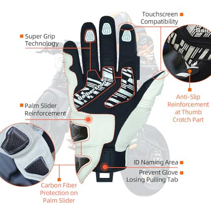 SPS 4 Winter Unisex Touchscreen Road Racing Motorcycle MTB Sports Gloves Also fit BMX MX ATV Mountain Bike Bicycle Cycling Off (White Sps-4 / XXL Adult)