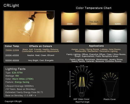 LED Edison Bulb 4W (Amber Warm / Pack of 12)